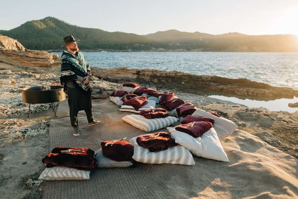 shamanic fire ceremony by the beach