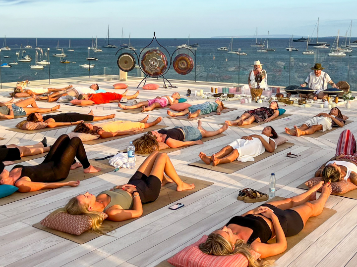 sound bath in Ibiza on the rooftop of Nobu Hotel Ibiza Bay
